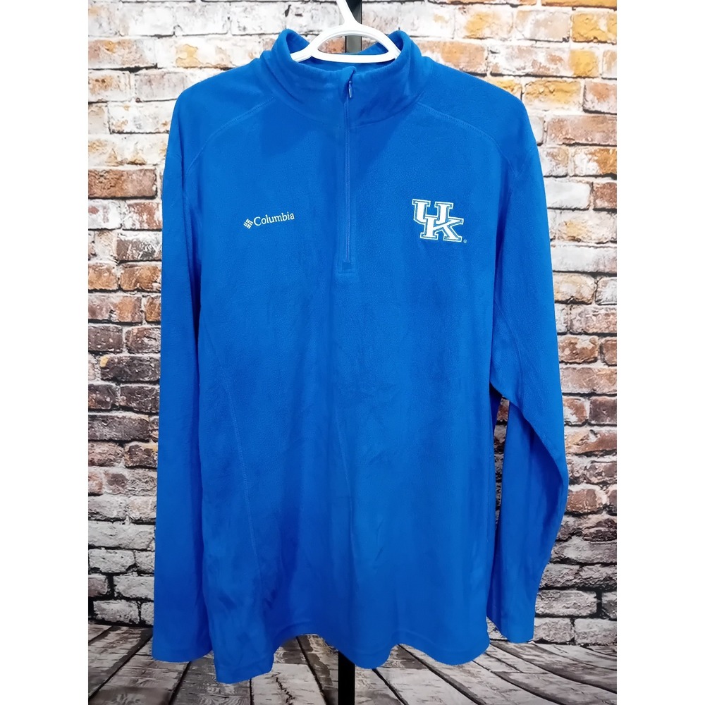 Colombia Fleece Pullover Kentucky Mens Large 1/4 Zip  Long Sleeve Blue
